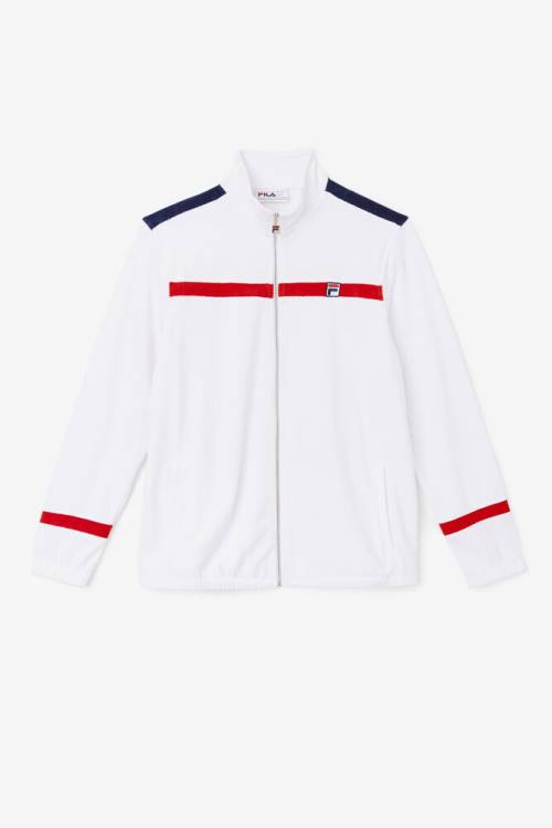 Fila Ravid Velour Miesten Takki Valkoinen Punainen Laivastonsininen | Fila862CX