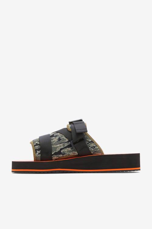 Fila Sol-slide V2 Camo Miesten Rantasandaalit Mustat Oliivinvihreä | Fila093LV