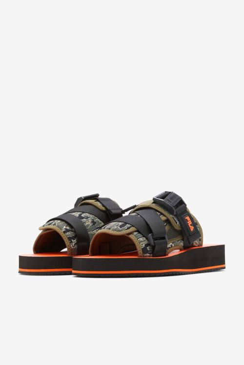 Fila Sol-slide V2 Camo Miesten Rantasandaalit Mustat Oliivinvihreä | Fila093LV