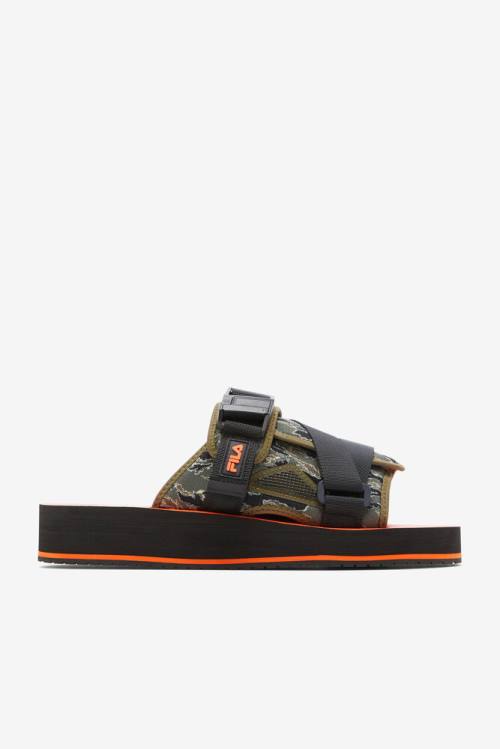 Fila Sol-slide V2 Camo Miesten Rantasandaalit Mustat Oliivinvihreä | Fila093LV