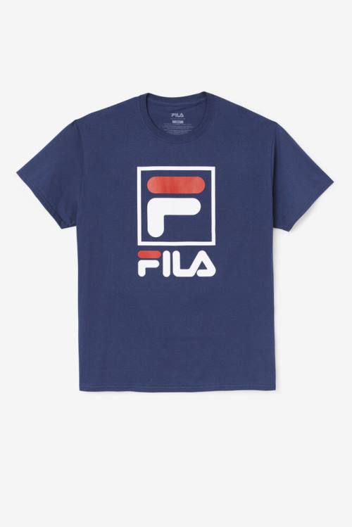 Fila Stacked Tee Miesten T Paidat Laivastonsininen Valkoinen Punainen | Fila783DC