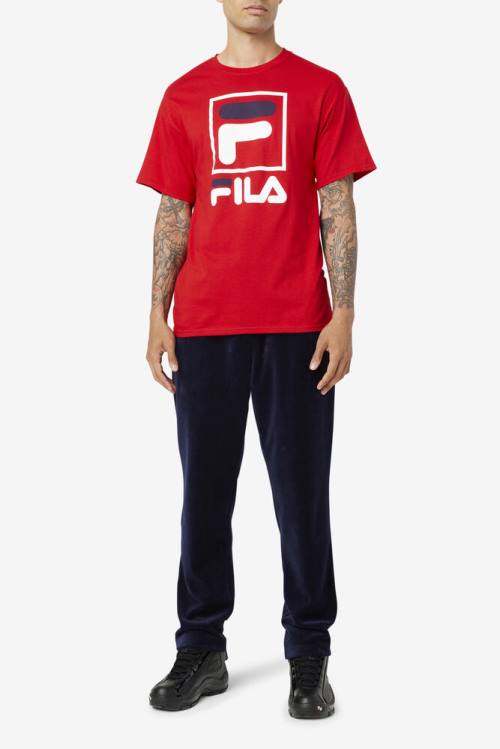 Fila Stacked Tee Miesten T Paidat Punainen Valkoinen Laivastonsininen | Fila801QA