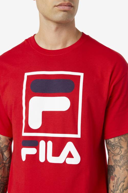 Fila Stacked Tee Miesten T Paidat Punainen Valkoinen Laivastonsininen | Fila801QA