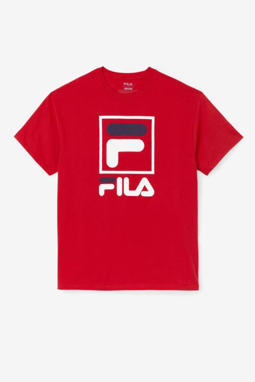 Fila Stacked Tee Miesten T Paidat Punainen Valkoinen Laivastonsininen | Fila801QA