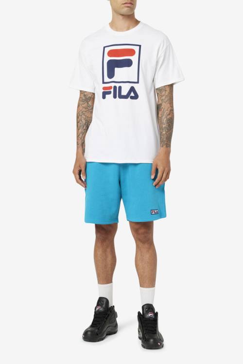 Fila Stacked Tee Miesten T Paidat Valkoinen Laivastonsininen Punainen | Fila890EQ