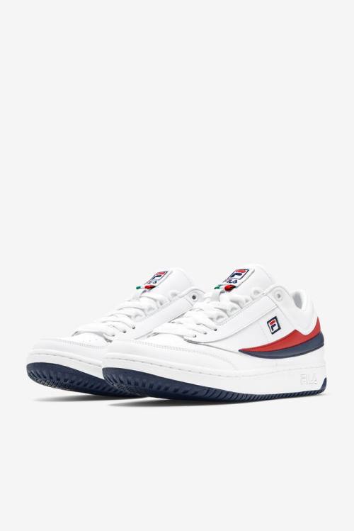 Fila T-1 Mid Miesten Tennarit Valkoinen Laivastonsininen Punainen | Fila089XL