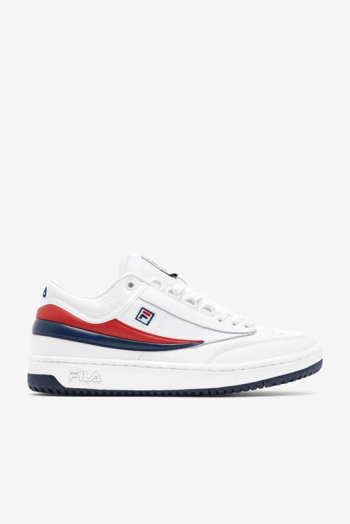 Fila T-1 Mid Miesten Tennarit Valkoinen Laivastonsininen Punainen | Fila089XL