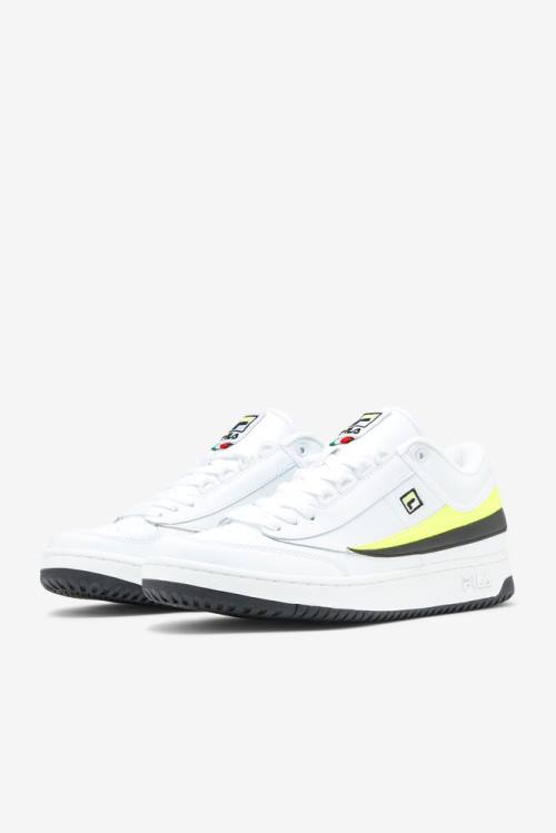 Fila T-1 Mid Miesten Tennarit Valkoinen Keltainen Mustat | Fila732HZ