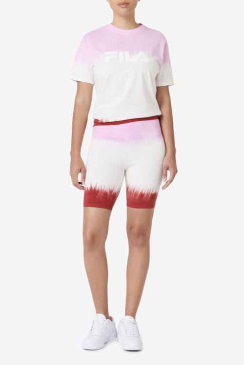 Fila Taima Tie Dye Bike Naisten Shortsit Valkoinen Punainen | Fila031NC