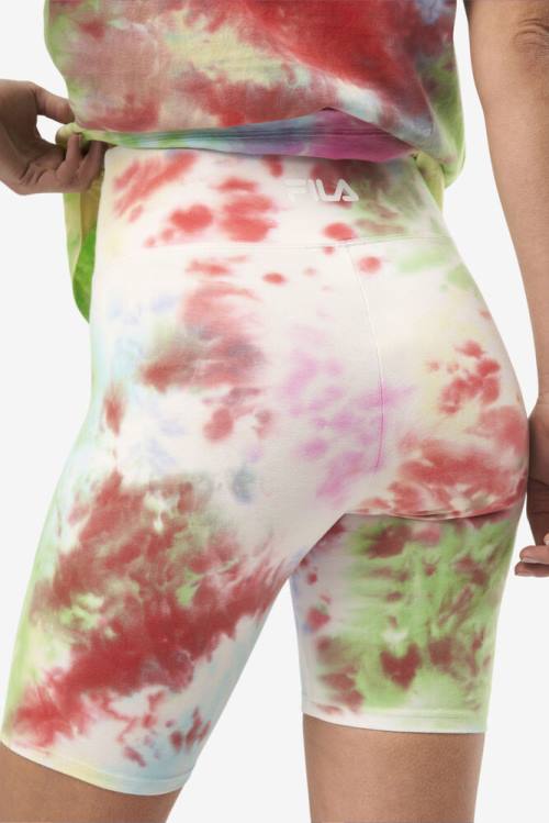 Fila Taima Tie Dye Bike Naisten Shortsit Vihreä Valkoinen Punainen | Fila231ZJ