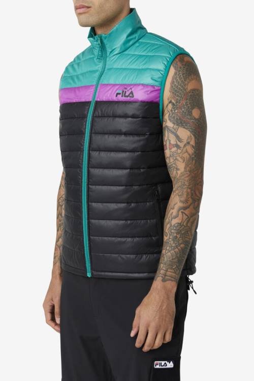 Fila Tri Vest Miesten Takki Mustat Vihreä Violetit | Fila945FS