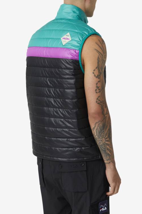 Fila Tri Vest Miesten Takki Mustat Vihreä Violetit | Fila945FS
