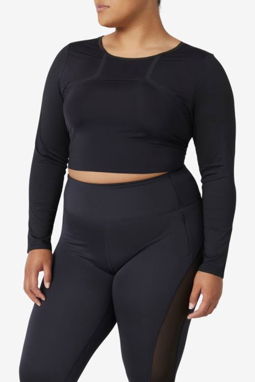 Fila Uplift Long Sleeve Crop Naisten Topit Mustat | Fila234WV