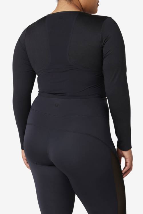 Fila Uplift Long Sleeve Crop Naisten Topit Mustat | Fila234WV