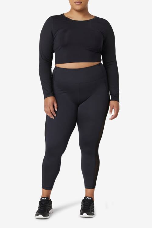 Fila Uplift Long Sleeve Crop Naisten Topit Mustat | Fila234WV