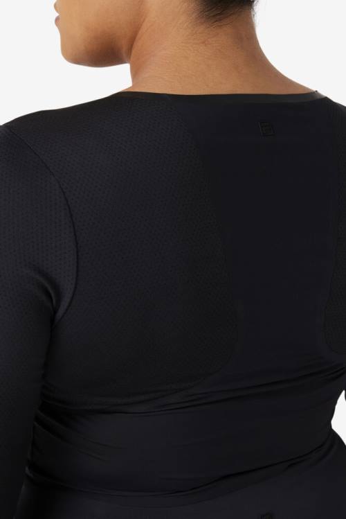Fila Uplift Long Sleeve Crop Naisten Topit Mustat | Fila234WV