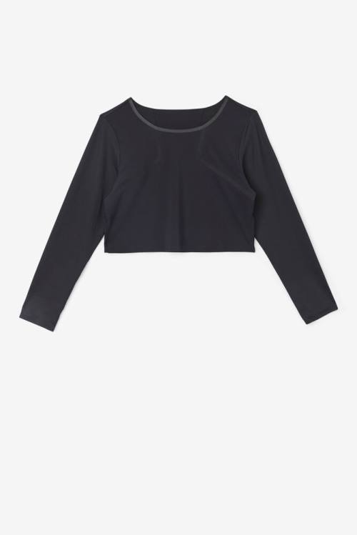 Fila Uplift Long Sleeve Crop Naisten Topit Mustat | Fila234WV