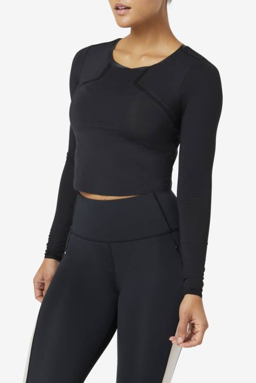 Fila Uplift Long Sleeve Crop Naisten Topit Mustat | Fila769FS