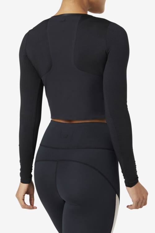 Fila Uplift Long Sleeve Crop Naisten Topit Mustat | Fila769FS