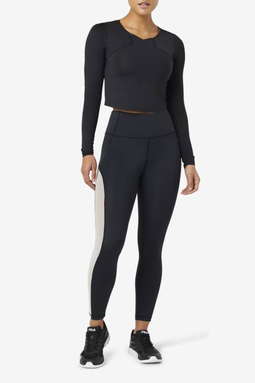 Fila Uplift Long Sleeve Crop Naisten Topit Mustat | Fila769FS