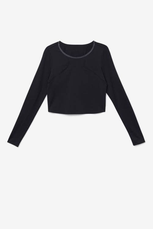 Fila Uplift Long Sleeve Crop Naisten Topit Mustat | Fila769FS