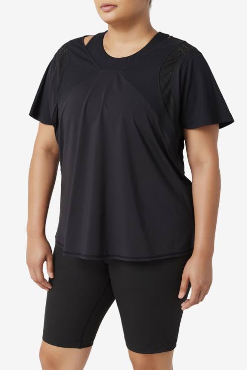 Fila Uplift Textured Sleeve Naisten Topit Mustat | Fila061CE