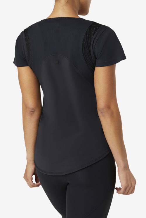 Fila Uplift Textured Sleeve Naisten Topit Mustat | Fila204WK