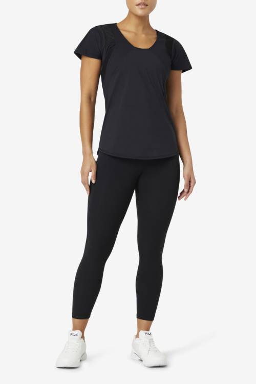 Fila Uplift Textured Sleeve Naisten Topit Mustat | Fila204WK