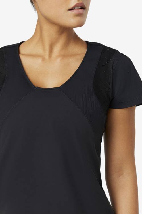 Fila Uplift Textured Sleeve Naisten Topit Mustat | Fila204WK