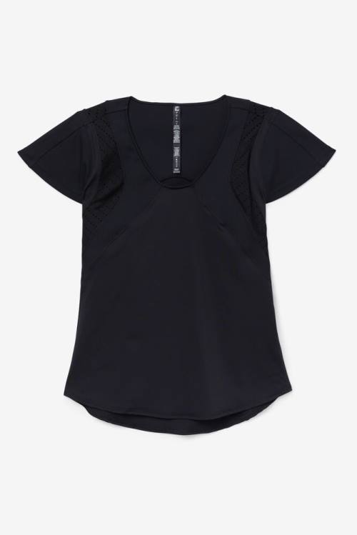 Fila Uplift Textured Sleeve Naisten Topit Mustat | Fila204WK