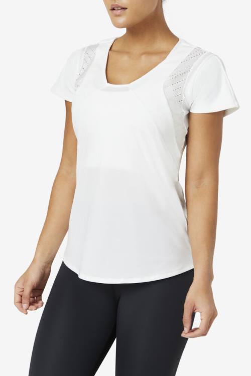 Fila Uplift Textured Sleeve Naisten Topit Valkoinen | Fila319EU