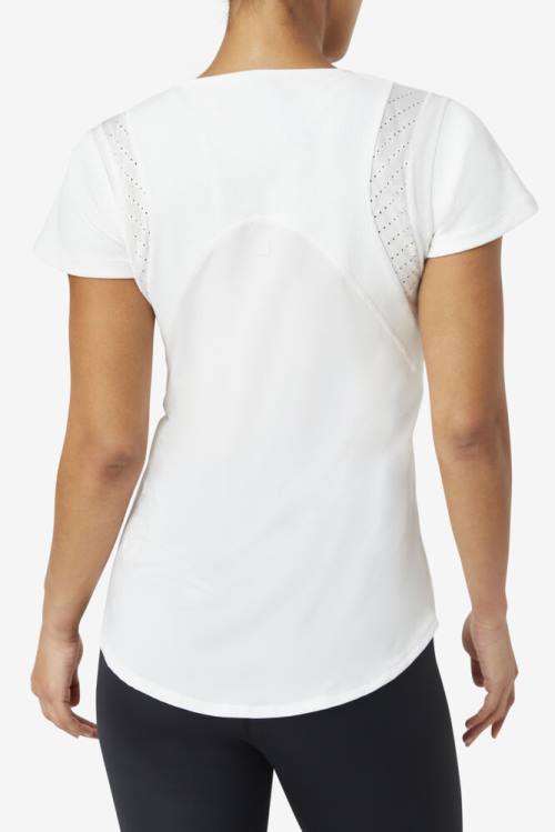 Fila Uplift Textured Sleeve Naisten Topit Valkoinen | Fila319EU