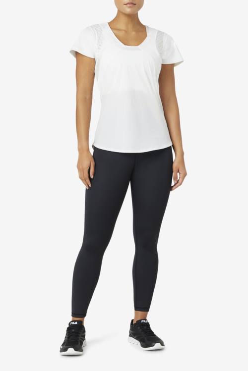 Fila Uplift Textured Sleeve Naisten Topit Valkoinen | Fila319EU
