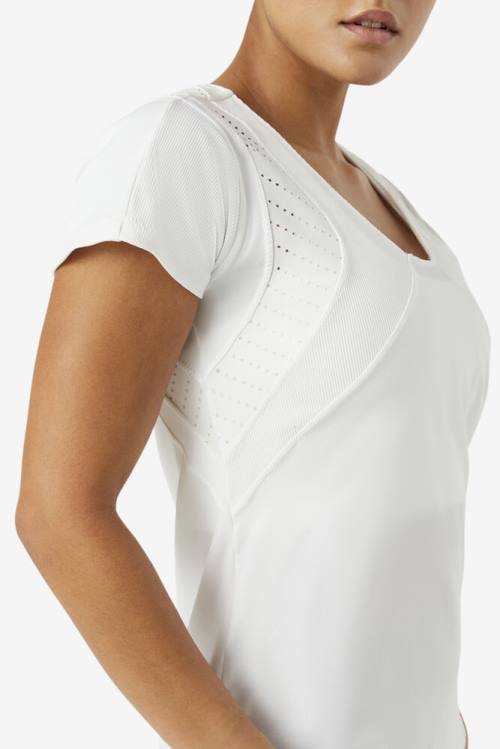Fila Uplift Textured Sleeve Naisten Topit Valkoinen | Fila319EU