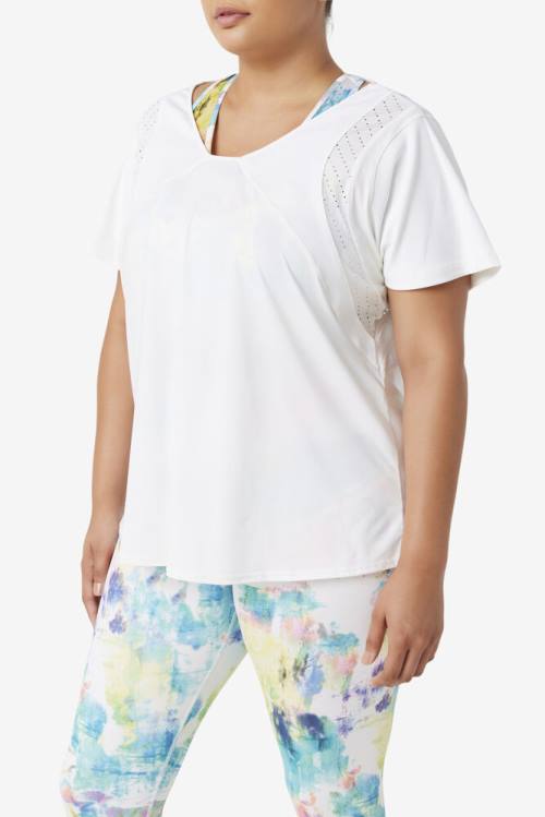Fila Uplift Textured Sleeve Naisten Topit Valkoinen | Fila340YL