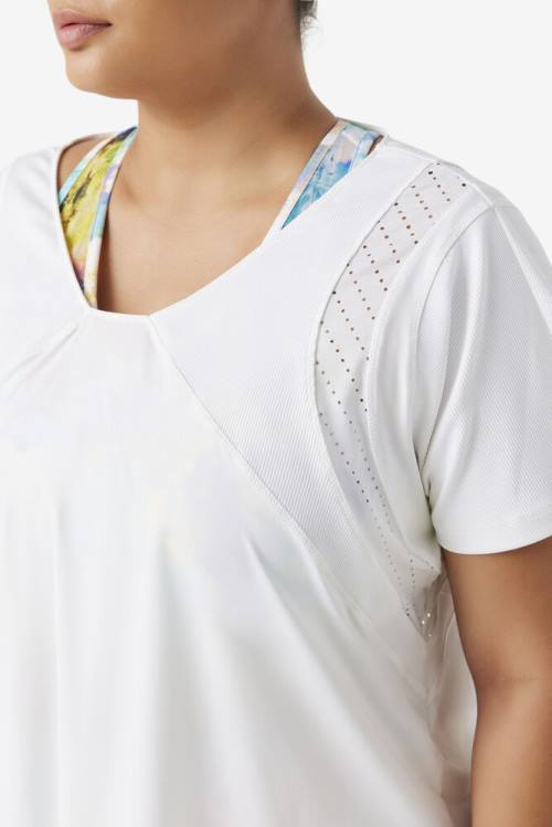 Fila Uplift Textured Sleeve Naisten Topit Valkoinen | Fila340YL