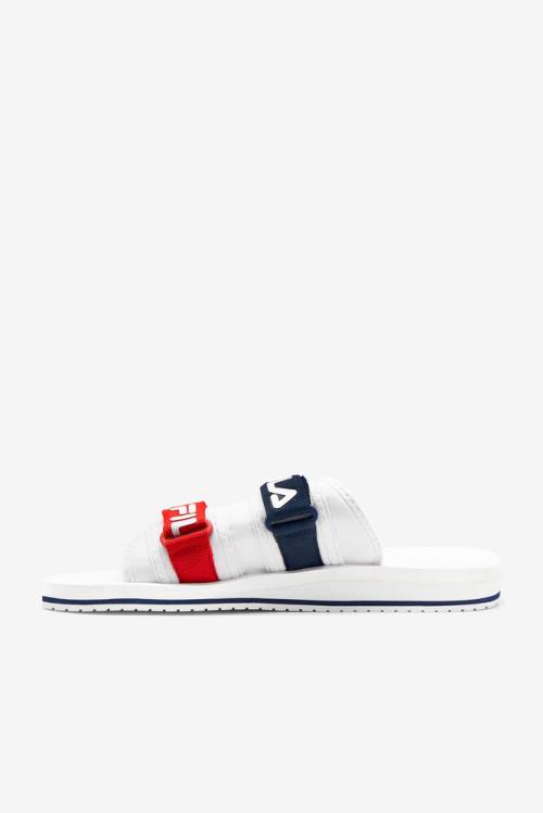 Fila Utility Miesten Rantasandaalit Valkoinen Laivastonsininen Punainen | Fila039LQ