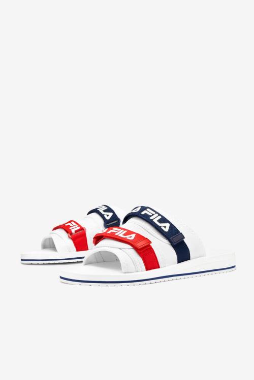 Fila Utility Miesten Rantasandaalit Valkoinen Laivastonsininen Punainen | Fila039LQ