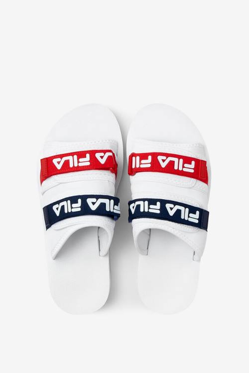 Fila Utility Miesten Rantasandaalit Valkoinen Laivastonsininen Punainen | Fila039LQ