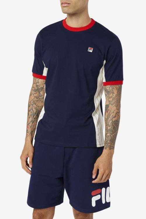 Fila Warner Tee Miesten T Paidat Laivastonsininen Valkoinen Punainen | Fila391BH