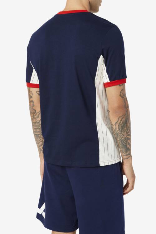 Fila Warner Tee Miesten T Paidat Laivastonsininen Valkoinen Punainen | Fila391BH