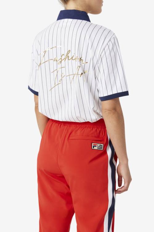 Fila X The Museum Bb1 Miesten Pikeepaita Valkoinen Laivastonsininen Punainen | Fila751RO