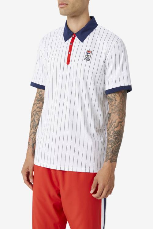 Fila X The Museum Bb1 Naisten Pikeepaita Valkoinen Laivastonsininen Punainen | Fila502VH
