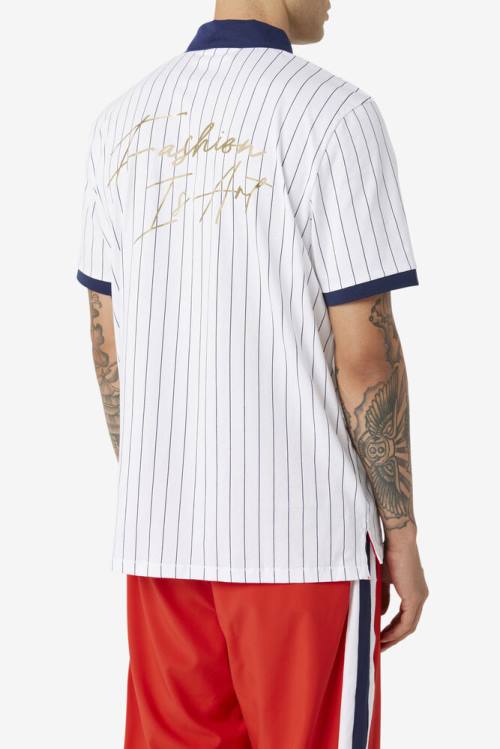 Fila X The Museum Bb1 Naisten Pikeepaita Valkoinen Laivastonsininen Punainen | Fila502VH