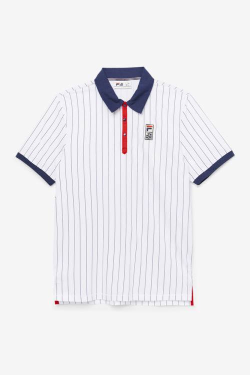 Fila X The Museum Bb1 Naisten Pikeepaita Valkoinen Laivastonsininen Punainen | Fila502VH