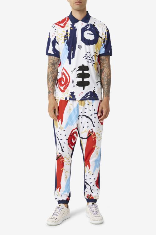 Fila X The Museum Printed Naisten Pikeepaita Valkoinen Laivastonsininen Punainen | Fila517SH