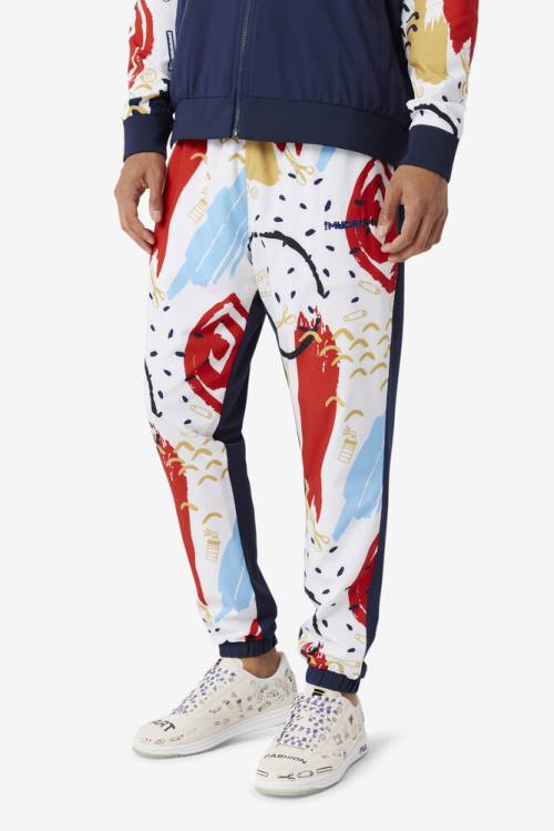 Fila X The Museum Printed Track Miesten Housut Laivastonsininen Valkoinen Punainen | Fila460QR