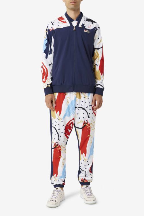 Fila X The Museum Printed Track Miesten Housut Laivastonsininen Valkoinen Punainen | Fila460QR