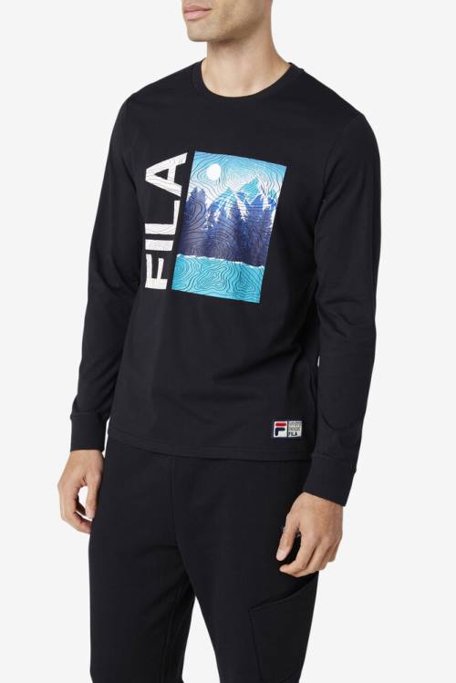 Fila Yenisei Long Sleeve Tee Miesten T Paidat Mustat | Fila917QI