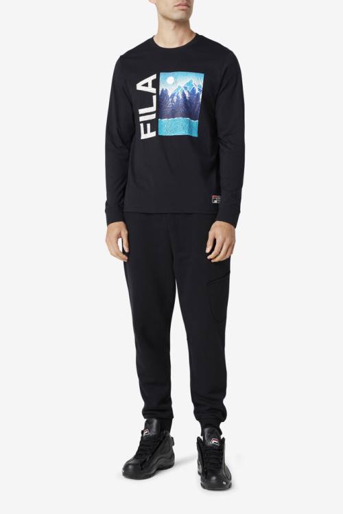 Fila Yenisei Long Sleeve Tee Miesten T Paidat Mustat | Fila917QI